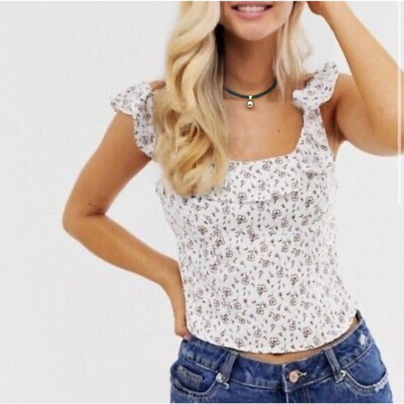Free People Stay With You Floral Stain Cropped Tank Top Size Small - Picture 1 of 11